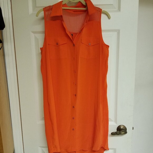 Club Monaco Sleeveless tie Silk Dress - Orange - Picture 7 of 8